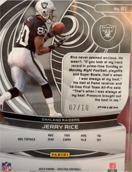 2023 Panini Spectra Silver Prizm #81 Jerry Rice — front