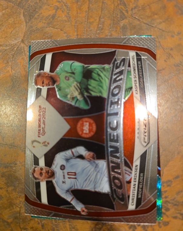 2022 Panini Prizm World Cup Qatar #17 Christian Eriksen/Kasper Schmeichel Connections — front