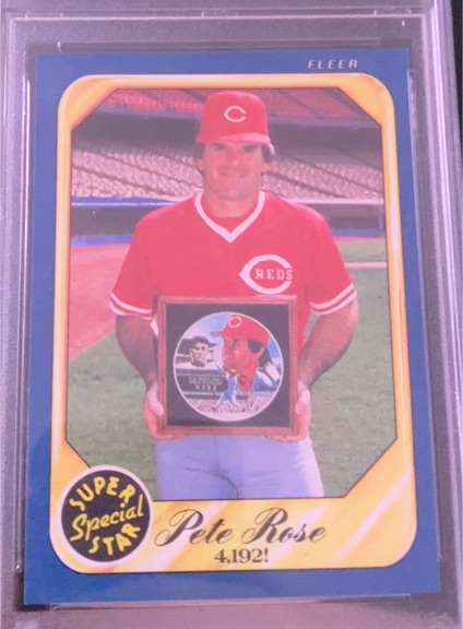 1986 Fleer #628 Pete Rose Super Star 4,192! — front