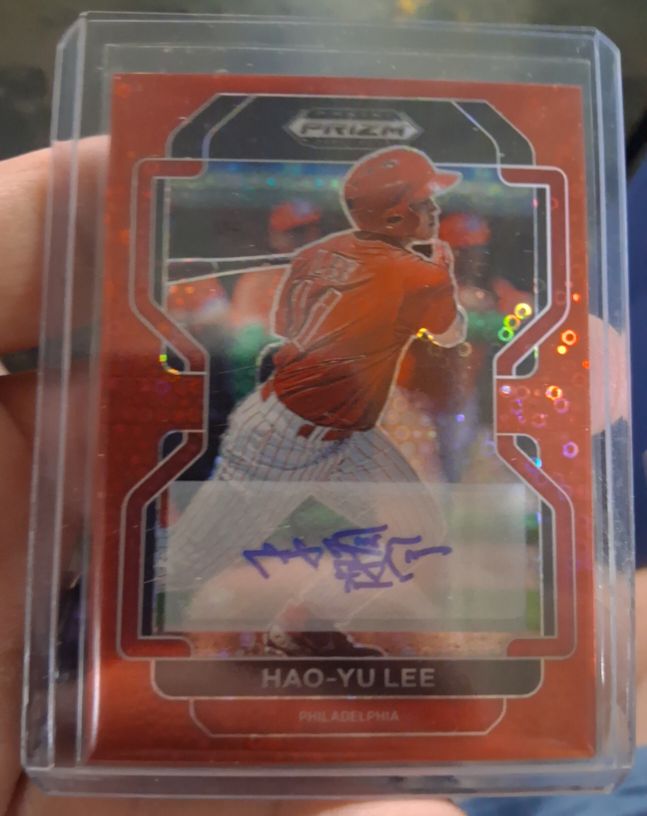 2022 Panini Prizm Draft Picks #PDP79 Hao-Yu Lee Autograph Red Donut Circles — front