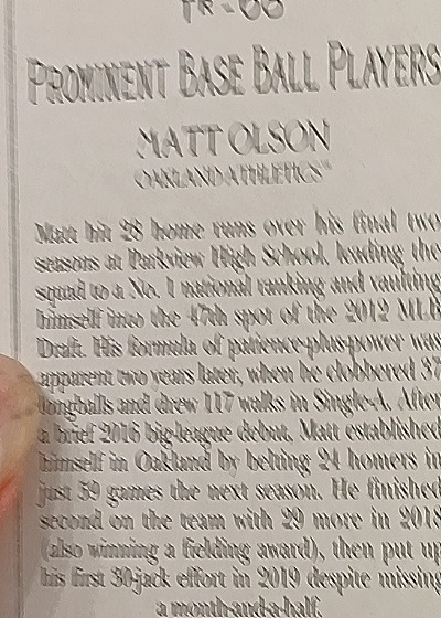 2023 Topps Transcendent Collection #TR-66 Matt Olson — back