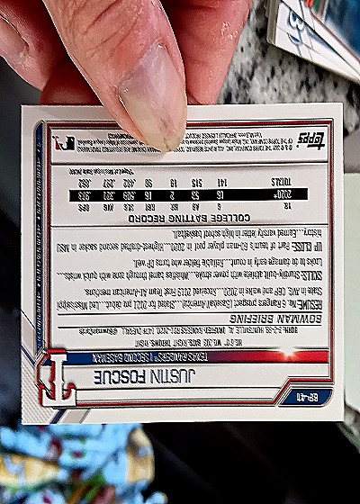 2021 Bowman #BP-41 Justin Foscue — back