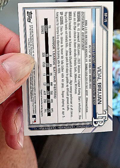 2021 Bowman Prospects Paper Base #BP-19 Vidal Brujan — back