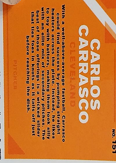 2019 Donruss Optic #151 Carlos Carrasco — back
