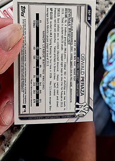 2021 Bowman Chrome #BCP-50 Oswald Peraza — back