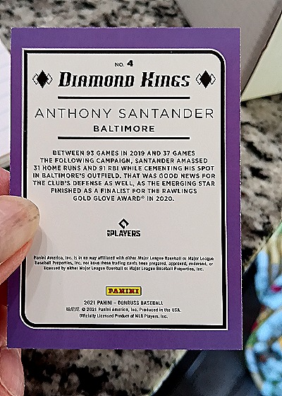 2021 Donruss #4 Anthony Santander Diamond Kings — back