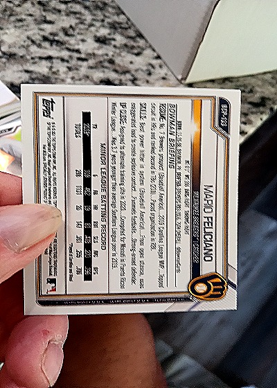 2021 Bowman Prospects Paper Base #BP-133 Mario Feliciano — back