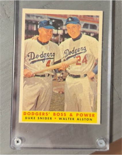 1958 Topps #314 Dodgers' Boss & Power Duke Snider Walter Alston — front