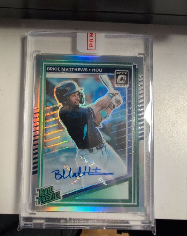 2025 Donruss Optic #153 Brice Matthews Rated Prospect Prizm Signatures — front