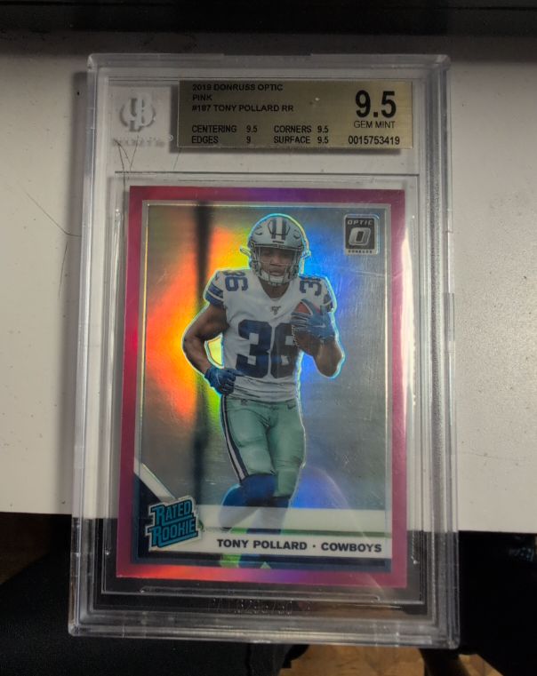 2019 Donruss Optic #187 Tony Pollard Pink Prizm Rated Rookie — front