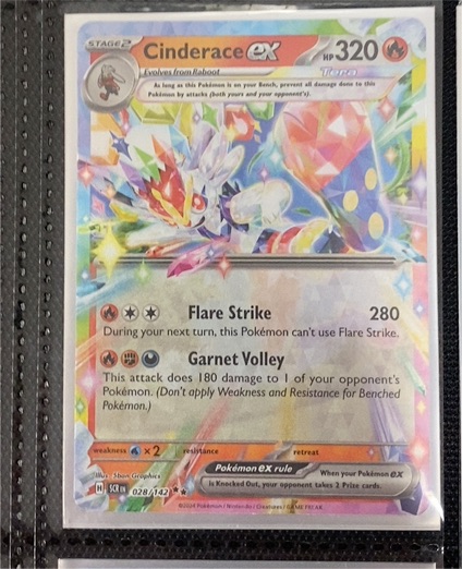2024 Pokémon SV07: Stellar Crown #028/142 Cinderace ex — front