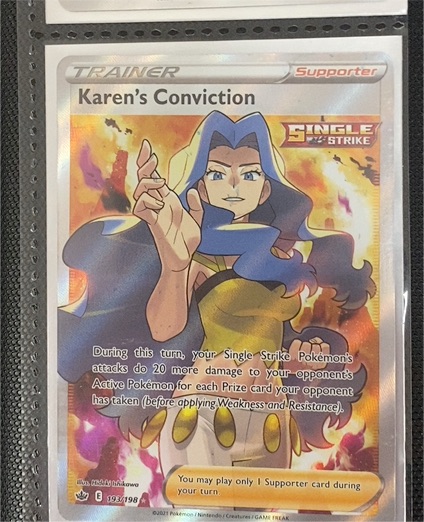 2021 Pokémon TCG SWSH Chilling Reign #193 Karen's Conviction — front