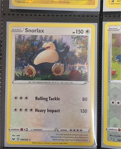 2020 Pokémon Sword & Shield #140 Snorlax — front