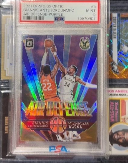 2021 Donruss Optic #3 Giannis Antetokounmpo Air Defense Purple — front