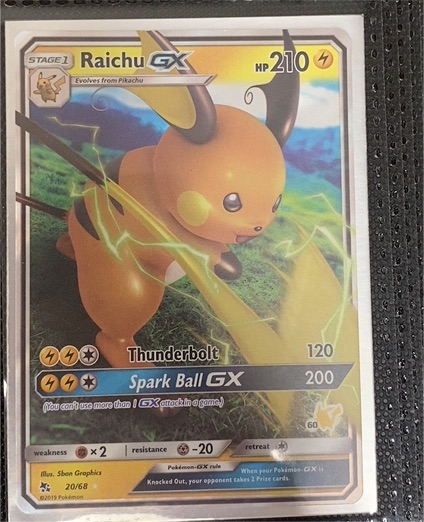 2019 Pokémon TCG Hidden Fates #20 Raichu GX — front