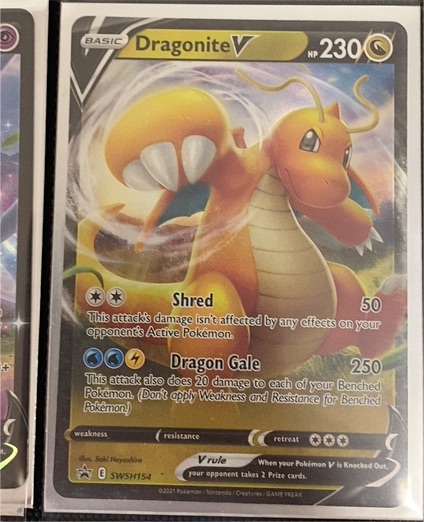 2021 Pokémon TCG Sword & Shield Black Star Promo #SWSH154 Dragonite V — front