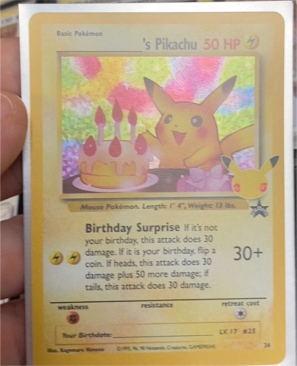 1995 Pokémon 24 ______'s Pikachu — front