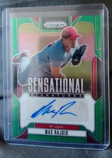 2025 Panini Prizm #SS-MR Max Rajcic Sensational Signatures Green Prizm Auto — front