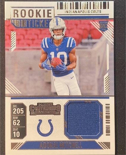 2024 Panini Contenders Rookie Ticket Patch #RTS-AML Adonai Mitchell — front