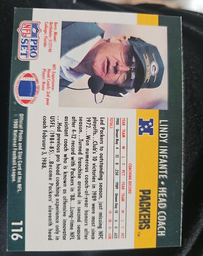 1990 Pro Set #116 Lindy Infante — front