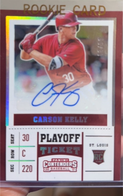 2017 Panini Contenders Playoff Ticket Carson Kelly — front
