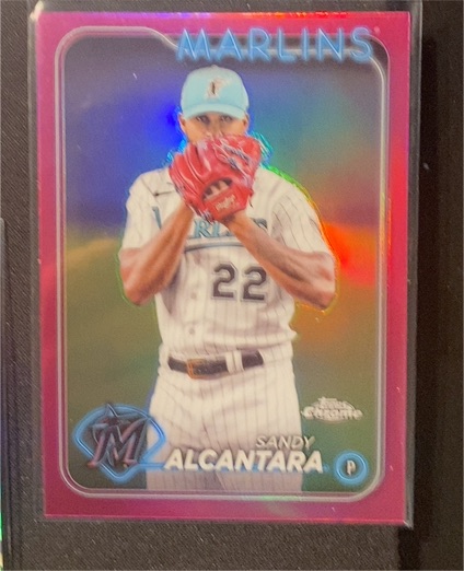 2024 Topps Chrome #138 Sandy Alcantara Pink Refractor — front