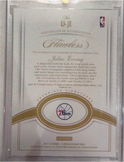 2017-18 Panini Flawless Enshrined Signatures #ES-JE Julius Erving — front