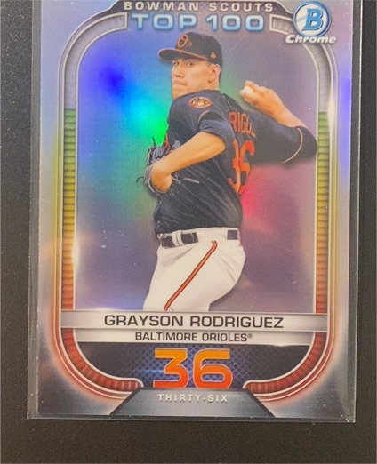 2021 Bowman Chrome Scouts Top 100 #BTP-36 Grayson Rodriguez — front
