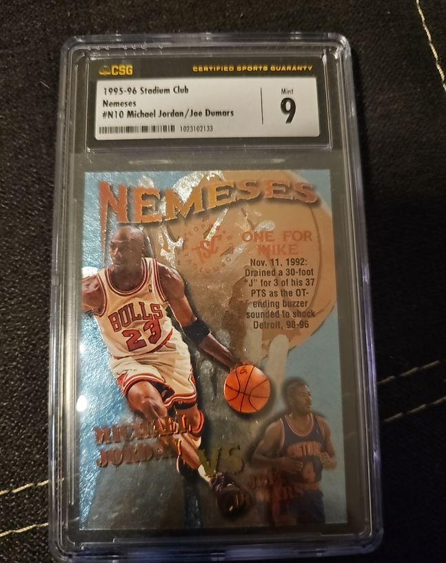 1995-96 Topps Stadium Club #N10 Michael Jordan/Joe Dumars Nemeses — front