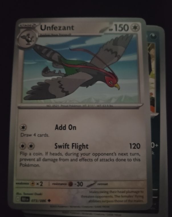 2023 Pokémon SV: Black Bolt #073 Unfezant — front