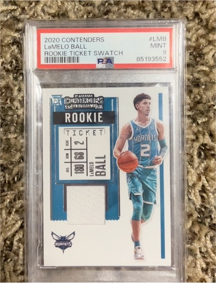 2020 Panini Contenders #RS-LMB LaMelo Ball Rookie Ticket Swatch — front