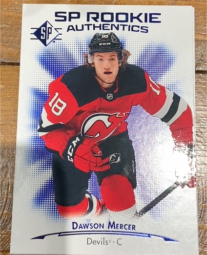 2021-22 Upper Deck SP Rookie Authentics Blue #106 Dawson Mercer — front
