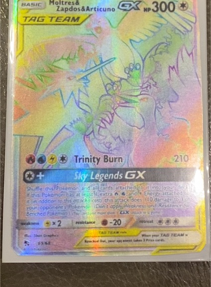 2019 Pokémon Hidden Fates #69/68 Moltres & Zapdos & Articuno GX — front