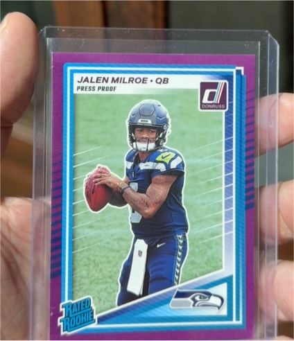 2025 Panini Donruss #307 Jalen Milroe Rated Rookie Purple Press Proof — front