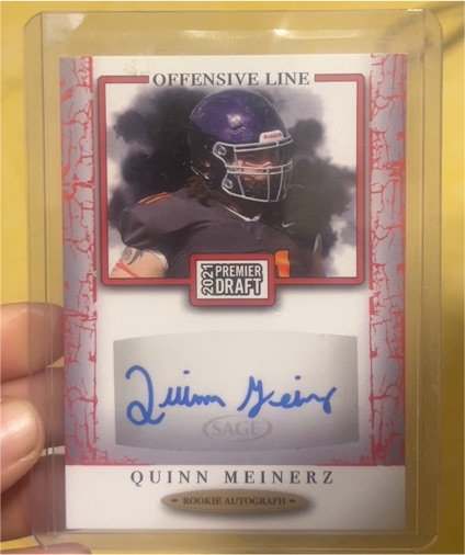 2021 Sage Premier Draft #A173 Quinn Meinerz Rookie Autograph — front