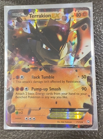 2012 Pokémon Black & White Dragons Exalted #71 Terrakion EX — front