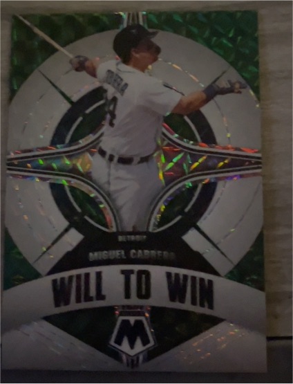 2022 Panini Mosaic #WW-8 Miguel Cabrera Will to Win Green Mosaic — front