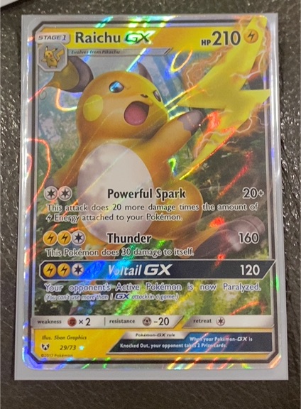 2017 Pokémon Sun & Moon Shining Legends #29 Raichu GX — front