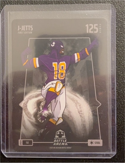 2025 Bo Jackson Battle Arena Alpha Update #132 Justin Jefferson J-JETTS Steel — front