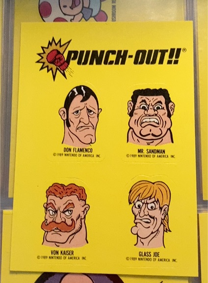 1989 Topps Nintendo #20 Punch-Out Sticker Don Flamenco Mr. Sandman Von Kaiser Glass Joe — front