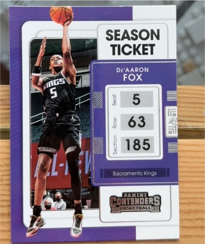 2021-22 Panini Contenders #59 De'Aaron Fox Sacramento Kings — front