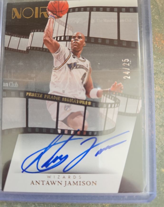 2023-24 Panini Noir Freeze Frame Signatures # Antawn Jamison — front