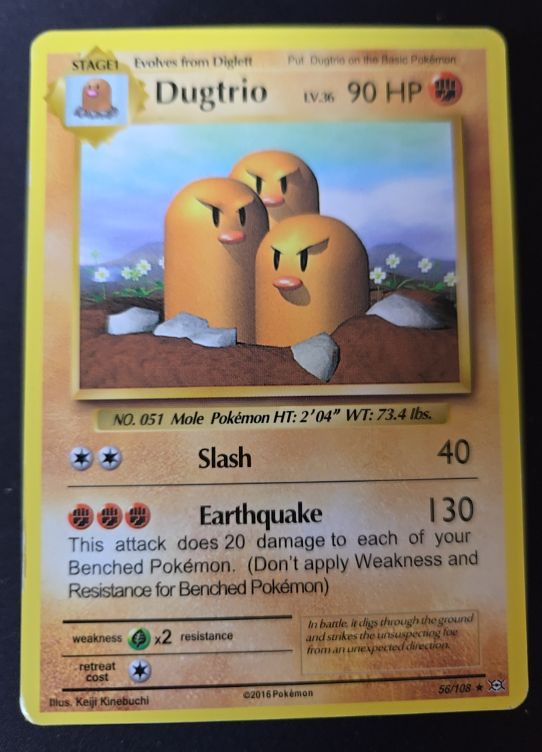 2016 Pokemon XY Evolutions #56 Dugtrio — front