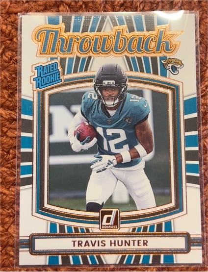2025 Panini Donruss Throwback #3 Travis Hunter RC Rated Rookie Jaguars — front
