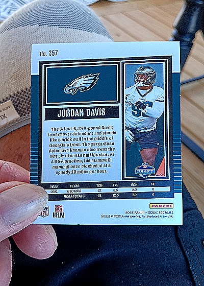 2022 Panini Score #357 Jordan Davis — back