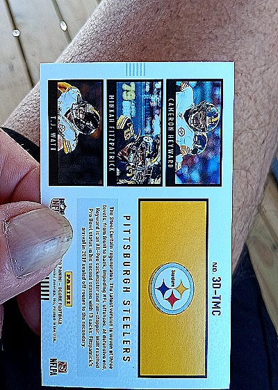 2020 Score Pittsburgh Steelers 3D Insert #30-TMC Cameron Heyward, Minkah Fitzpatrick, T.J. Watt — back