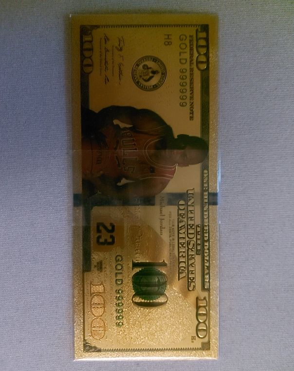 2009 Novelty Gold Foil $100 Bill Michael Jordan #23 — front