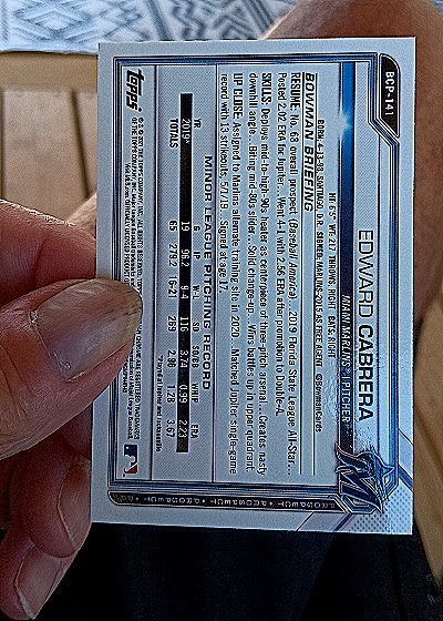 2021 Bowman Chrome Prospects #BCP-141 Edward Cabrera — back