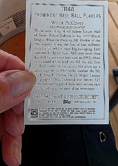 2010 Topps Turkey Red #TR48 Willie McCovey — back