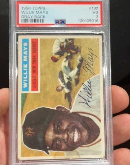 1956 Topps #130 Willie Mays Gray Back — front